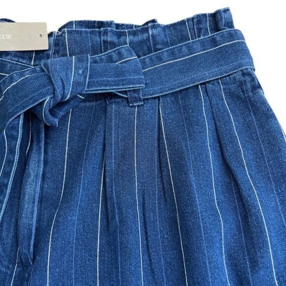 J. Crew Paper Bag Pants in Indigo Stripe Size 8 NWT - Picture 8 of 13